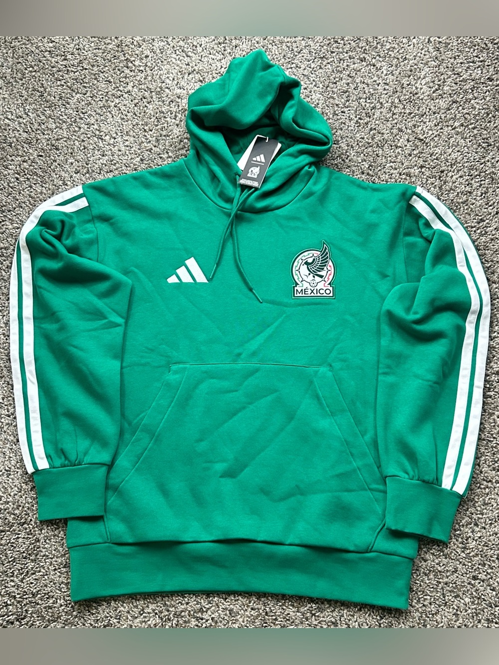 Adidas Mens Mexico DNA Fleece Hoodie Bold Green Size Large JZ6466